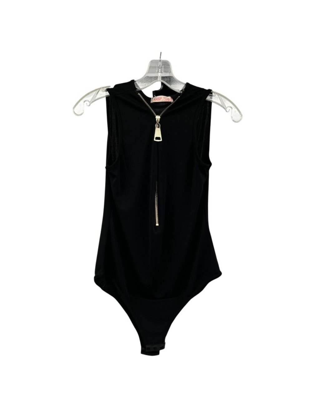 KRISP Womens Bodysuit Sleeveless Zipper Black/Gold Size M/L